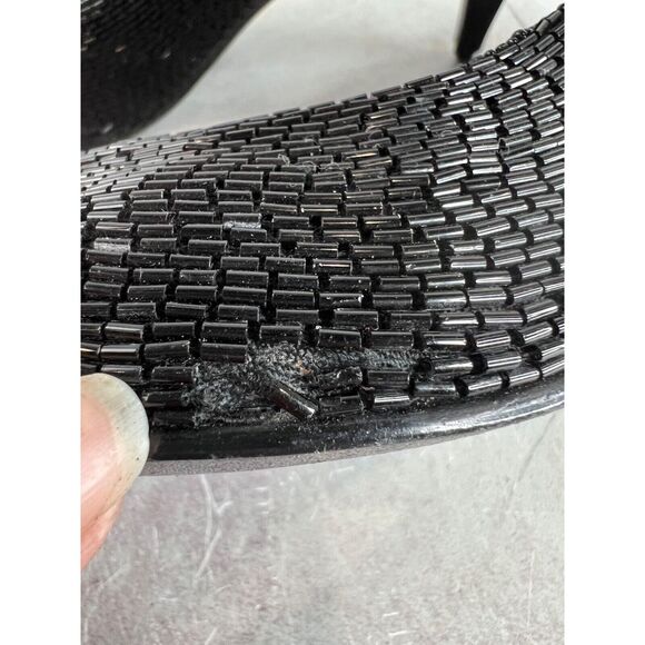 Vintage J.‎ Renee Black Beaded Heels Size 7M 80s Party Retro - Picture 6 of 10